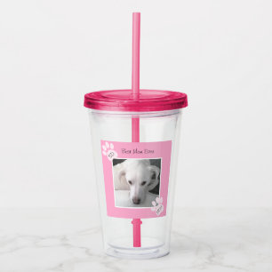Vaso Acrílico Foto única de manitas rosas monográficas de perro