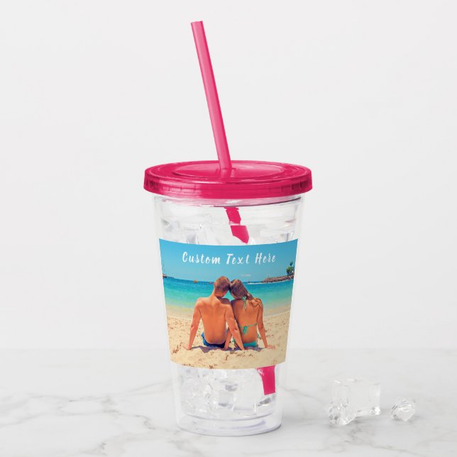 Vaso Acrílico Foto y texto personalizado - Su propio diseño - Va (Anverso (hielo))