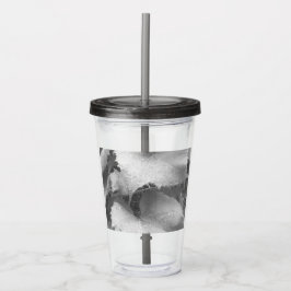 Vaso Acrílico Fotografía en blanco y negro de hojas de uva húmed