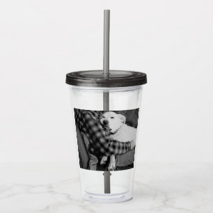 Vaso Acrílico Fotografía en blanco y negro de perro peleándose c