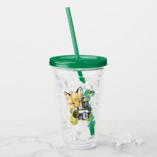 Vaso Acrílico Fox lindo de la acuarela que toma imágenes