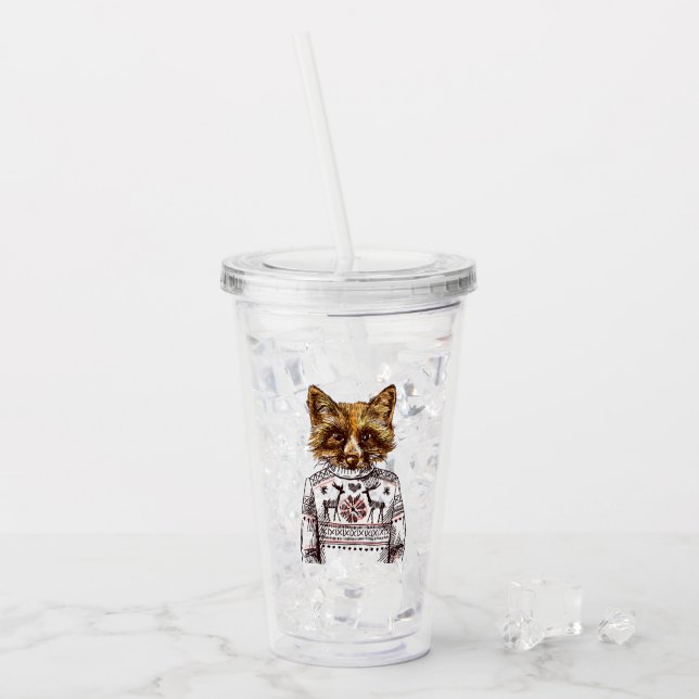 Vaso Acrílico Fox vestido astuto (Anverso (hielo))