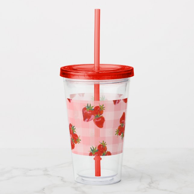 Vaso Acrílico Fresh Picked Tumbler  Strawberry Fruit Acrylic Cup (Anverso)