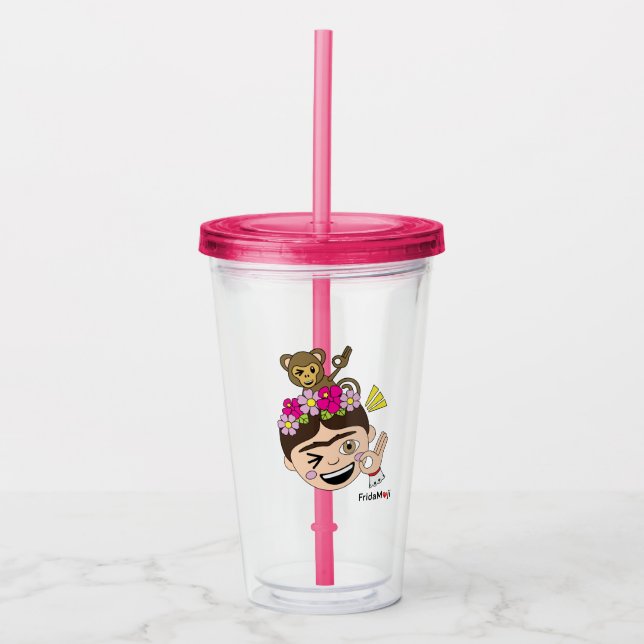 Vaso Acrílico Frida Kahlo el | FridaMoji - una AUTORIZACIÓN (Anverso)