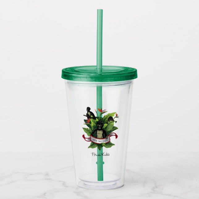 Vaso Acrílico Frida Kahlo el | Mis Monos (Anverso)