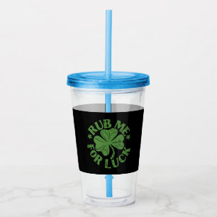 Vaso Acrílico Frótame para la Suerte Día de San Patricio Trébol