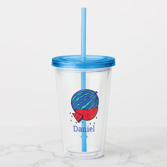 Vaso Acrílico Fruta de la sandía y personalizada (Anverso)