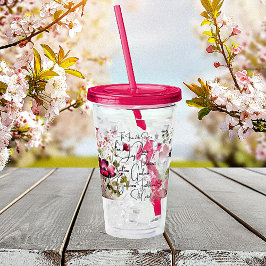 Vaso Acrílico Fruta del Espíritu floral rosa