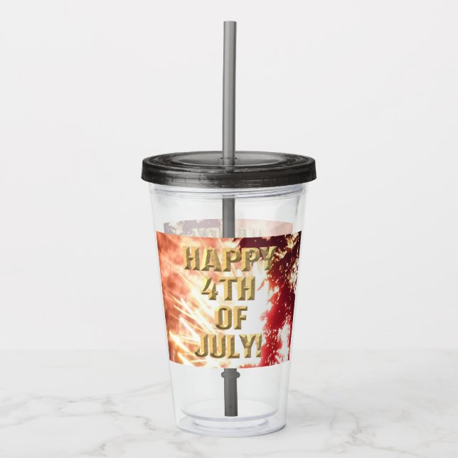 Vaso Acrílico Fuegos artificiales 12 4 de julio tumbler acrílico (Anverso)