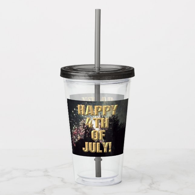 Vaso Acrílico Fuegos artificiales 18 4 de julio tumbler acrílico (Anverso)