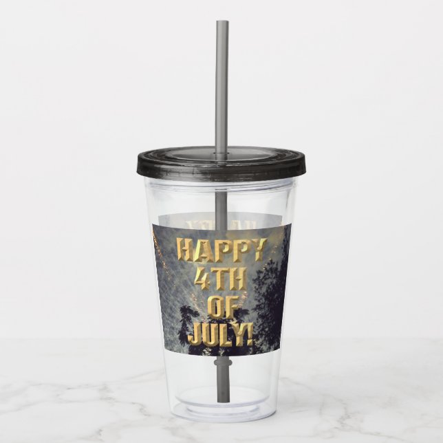 Vaso Acrílico Fuegos artificiales 19 4 de julio tumbler acrílico (Anverso)