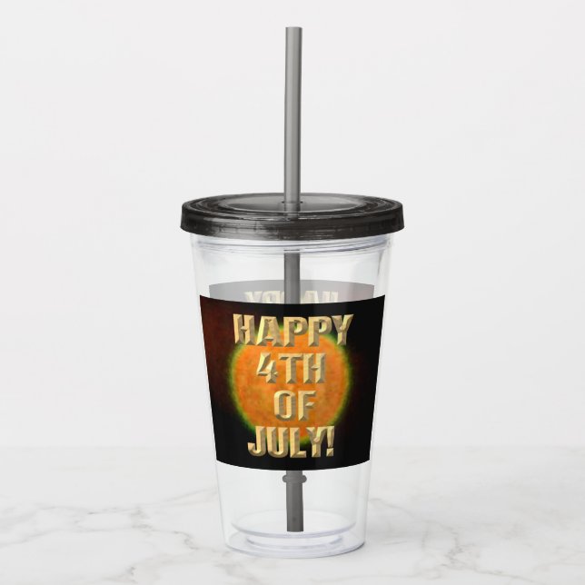 Vaso Acrílico Fuegos artificiales 9 4 de julio Tumbler acrílico (Anverso)