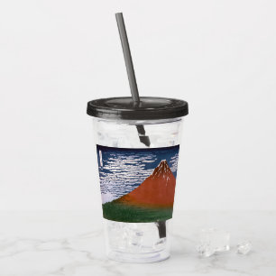 Vaso Acrílico Fuji rojo, Volcán Aka Fujiyama Katsushika Hokusai