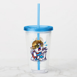 Vaso Acrílico Funky Rockstar Cat - Guay Music Lover Kitty