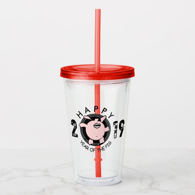 Vaso Acrílico Funny 5 Personalizados personalizado de Año Cerdo  (Anverso)
