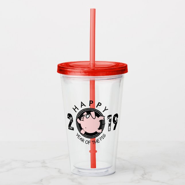 Vaso Acrílico Funny 6 Personalizados personalizado de Año Cerdo  (Anverso)