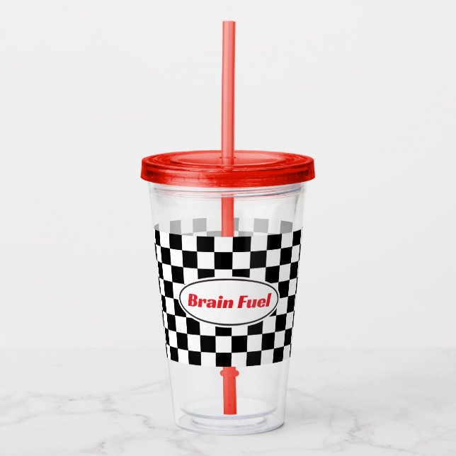 Vaso Acrílico Funny Checkered Flag Travel Acrylic Tumbler (Anverso)