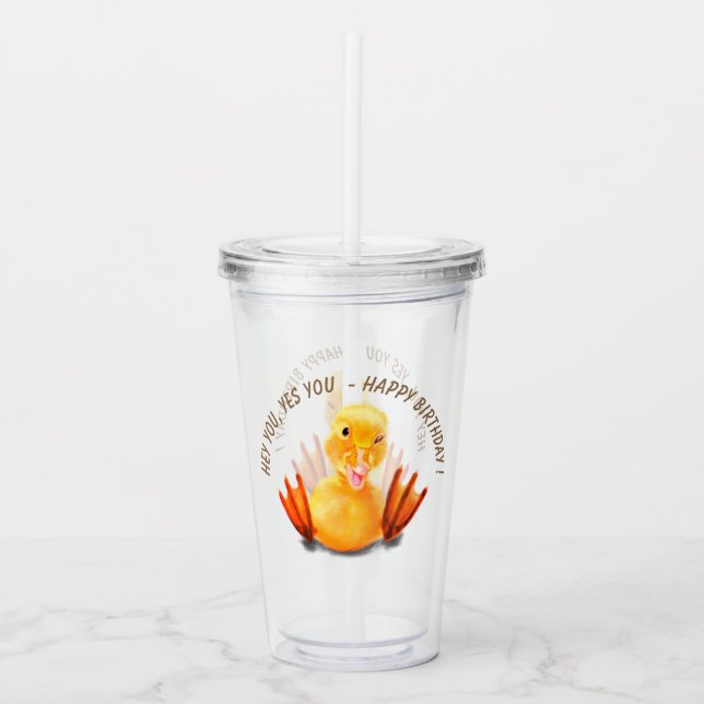 Vaso Acrílico Funny Duck Birthday Acryler Tumbler (Anverso)