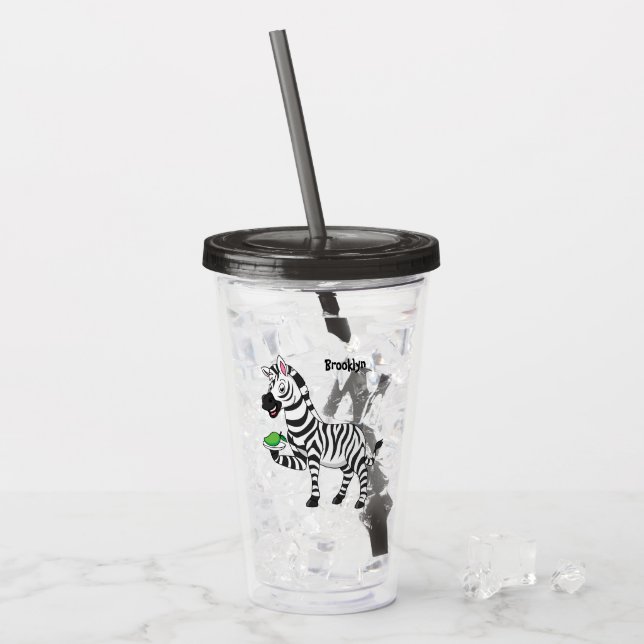 Vaso Acrílico Funny ilustracion de personalizado de cebra (Anverso (hielo))