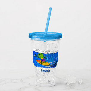 Vaso Acrílico Funny personalizado de surf con lagarto frito