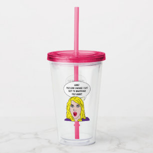 Vaso Acrílico FUNNY RETRO WOMAN personalizado texto