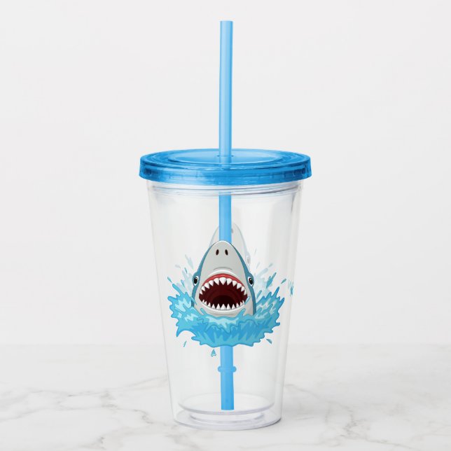 Vaso Acrílico Funny Shark nombre personalizado tumbler (Anverso)