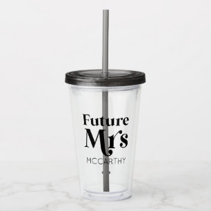 Vaso Acrílico Futuro Sra. Personalizado Apellido Novia A Ser Fia