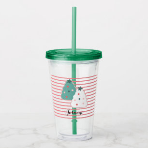 Vaso Acrílico Galletas de árbol de Navidad lindas con monograma 