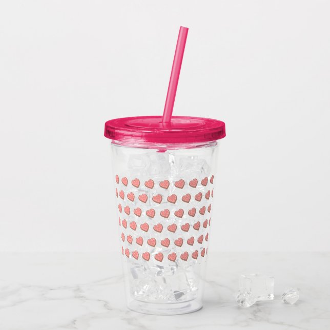 Vaso Acrílico Galletas en forma de corazón (Reverso (hielo))
