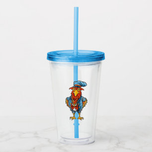 Vaso Acrílico Gallo de Dibujos Animados Divertido y Mandón
