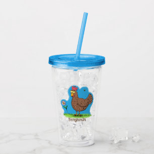 Vaso Acrílico Gallo divertido rústico caprichoso cartoon