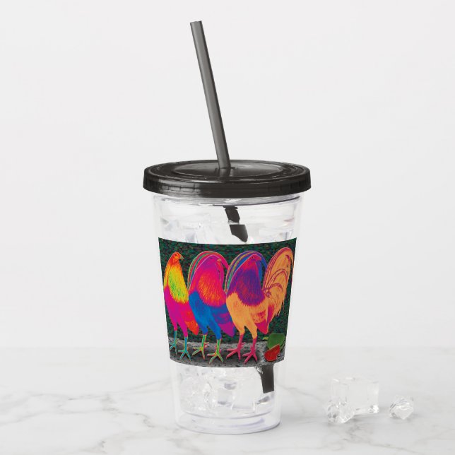 Vaso Acrílico Gallos de Cantina (Anverso (hielo))