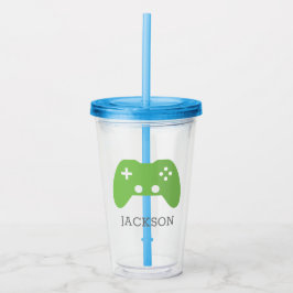 Vaso Acrílico Gamer de controlador de videojuegos verde personal