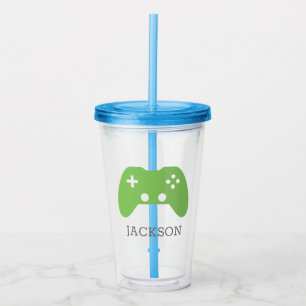 Vaso Acrílico Gamer de controlador de videojuegos verde personal