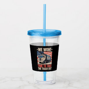 Vaso Acrílico Ganamos tiempo para sacar la basura Trump 47