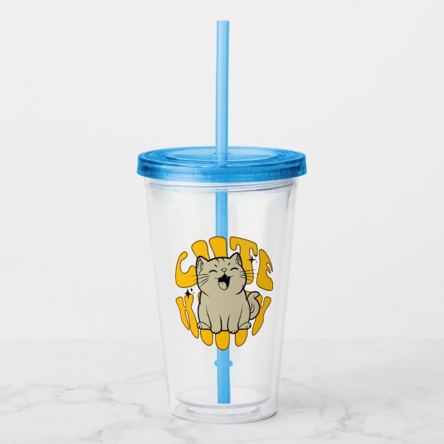 Vaso Acrílico Gatito Adorable (Anverso)