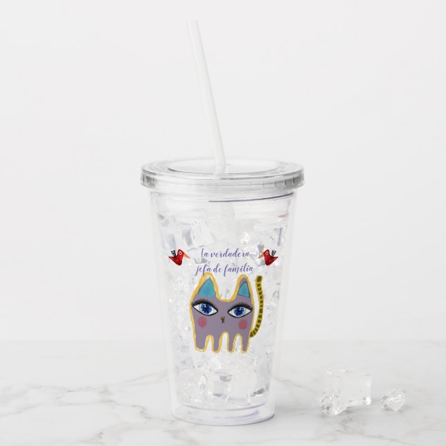 Vaso Acrílico Gato (Anverso (hielo))