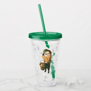 Vaso Acrílico Gato Adorable con Hen en la Granja
