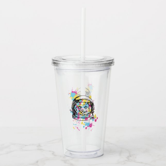Vaso Acrílico Gato Astronauta (Anverso)