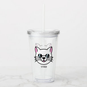 Vaso Acrílico Gato blanco con gafas negras / gafas de sol
