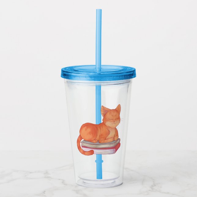 Vaso Acrílico Gato de biblioteca (Anverso)