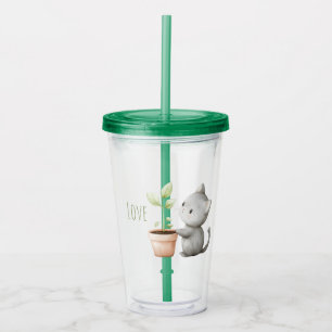 Vaso Acrílico Gato de jardín con amor por las plantas
