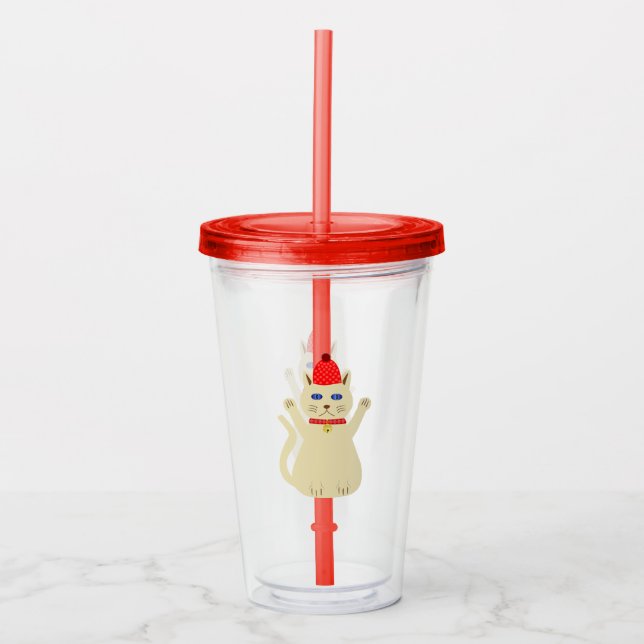 Vaso Acrílico Gato de Navidades de corte (Anverso)