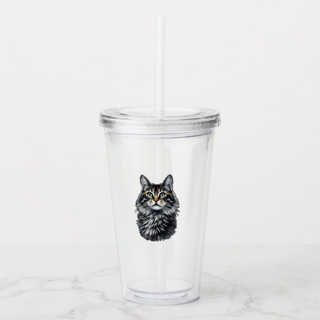 Vaso Acrílico Gato de Ojo Verde  (Anverso)