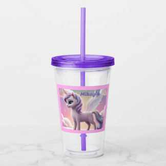 Vaso Acrílico Gato de unicornio arcoiris personalizado