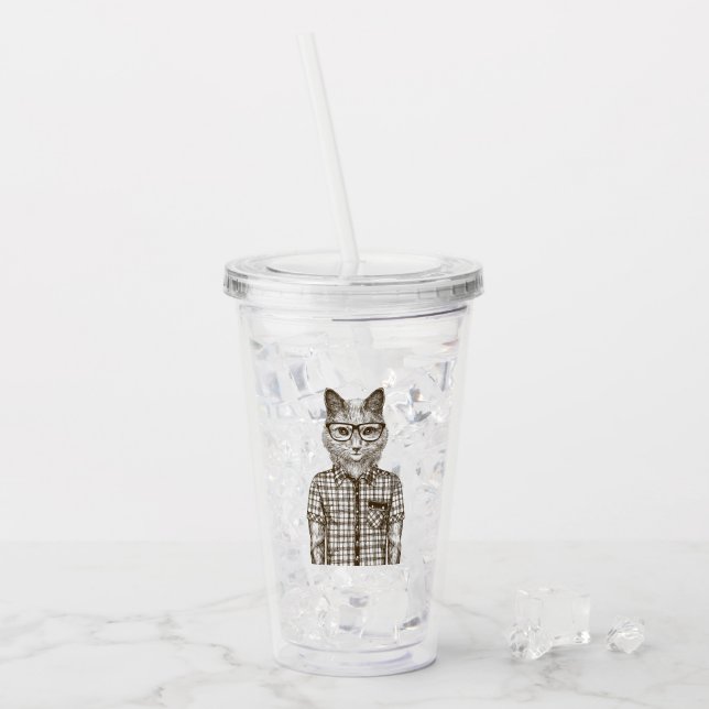 Vaso Acrílico Gato del inconformista (Anverso (hielo))