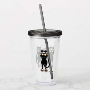 Vaso Acrílico Gato divertido Personaje Rascando Tela