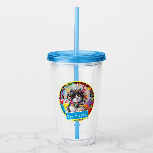 Vaso Acrílico Gato En Cono Fiesta (Anverso)