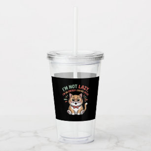 Vaso Acrílico Gato en Modo de Ahorro de Energía