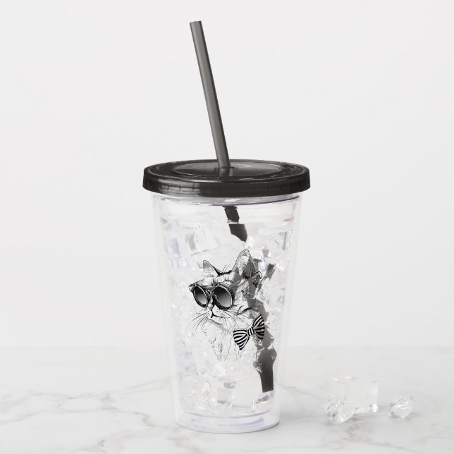 Vaso Acrílico Gato fresco (Anverso (hielo))